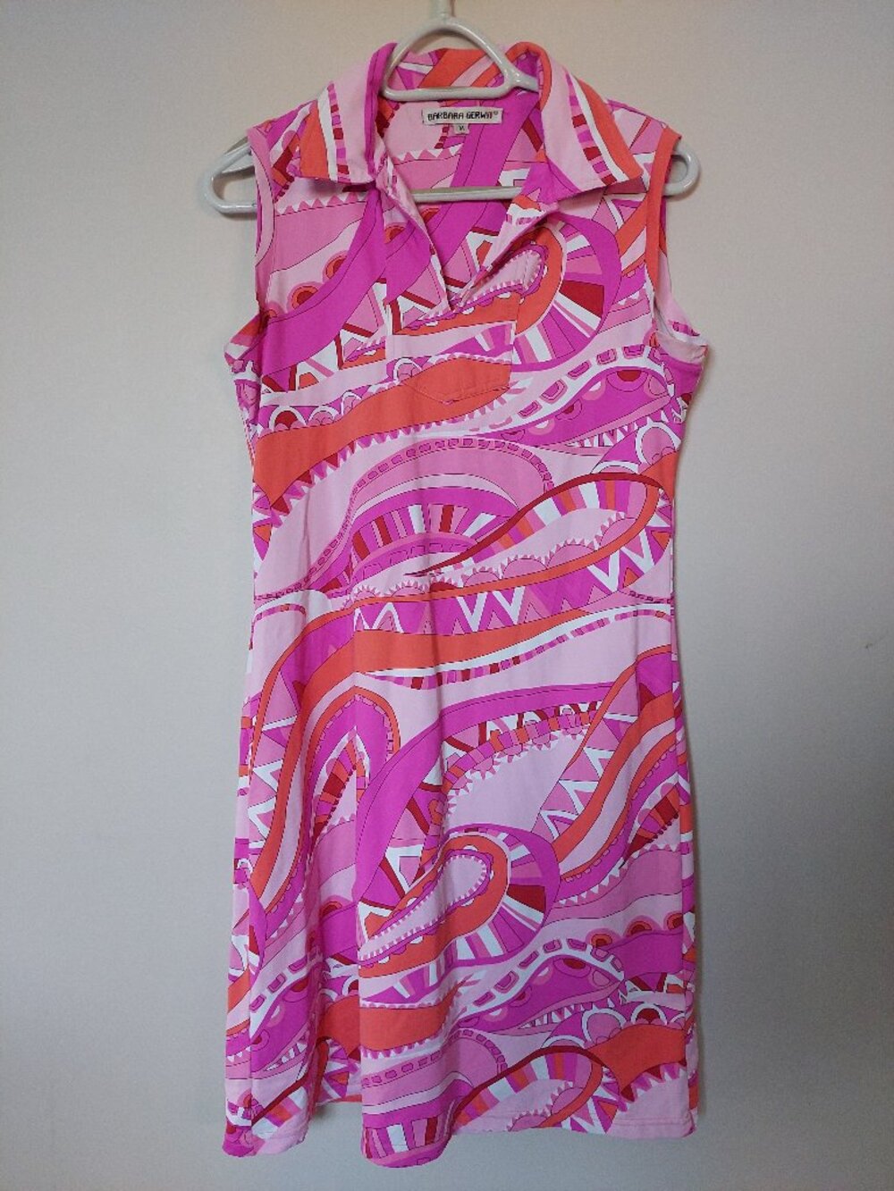 Barbara Gerwit Size M Sleeveless Polo Dress Vibrant Designer Prints